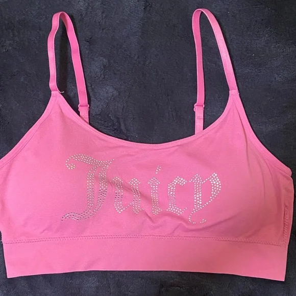 NEW Juicy Couture Active Pink Bra with Rhinestone Logo - Picture 4 of 4